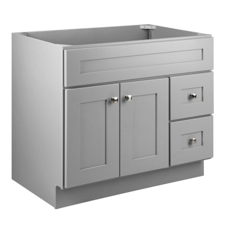 Design House Brookings 36" Single Free Standing Wood Vanity Cabinet Only - Less Vanity Top with Two Drawers Gray