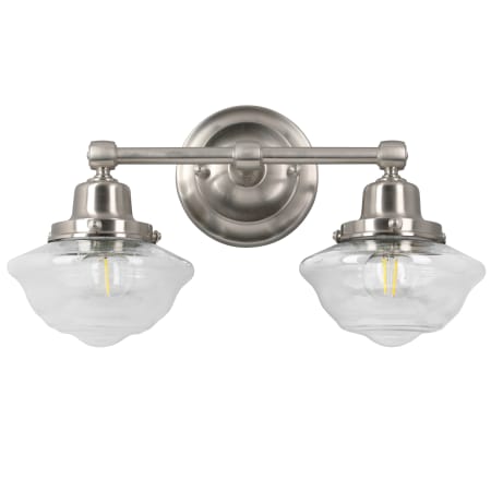Design House Schoolhouse 2 Light 17" Wide Bathroom Vanity Light with Seedy Glass Shades Satin Nickel