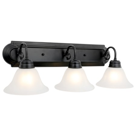 Design House Millbridge 3 Light 27" Wide Bathroom Vanity Light with Alabaster Glass Shades Matte Black