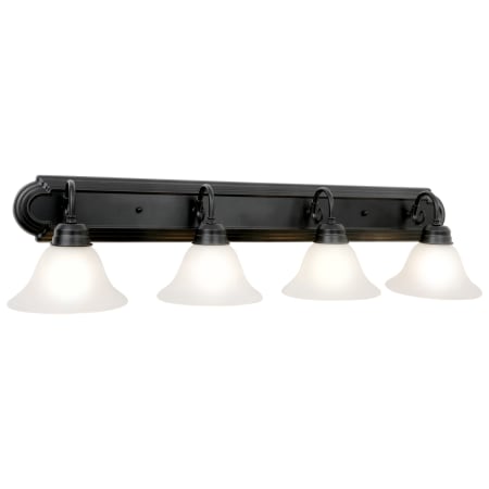 Design House Millbridge 4 Light 36" Wide Bathroom Vanity Light with Alabaster Glass Shades Matte Black