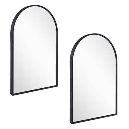 Design House Maeve 24" W x 36" H Modern Arched Aluminum Framed Bathroom Wall Mirror Matte Black