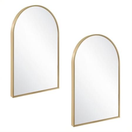 Design House Maeve 24" W x 36" H Modern Arched Aluminum Framed Bathroom Wall Mirror Brushed Gold