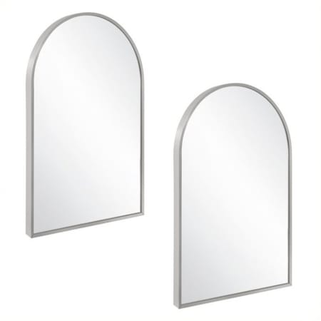 Design House Maeve 24" W x 36" H Modern Arched Aluminum Framed Bathroom Wall Mirror Brushed Silver
