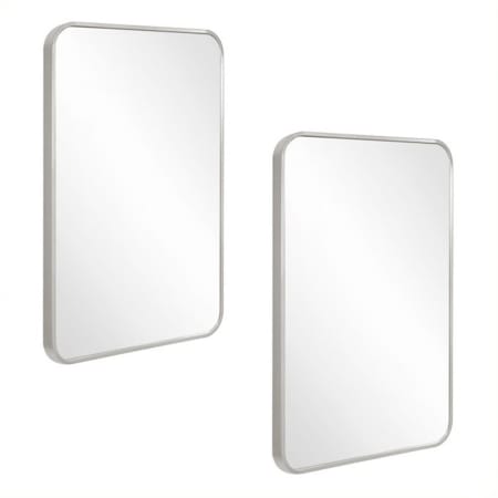 Design House Isla 24" W x 36" H Modern Rectangular Aluminum Framed Bathroom Wall Mirror Brushed Silver