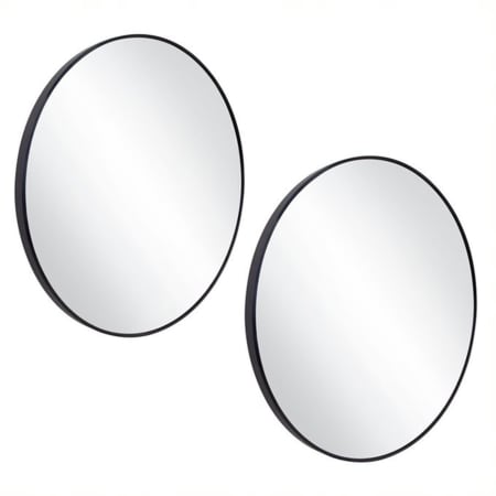 Design House Kenna 28" Diameter Modern Circular Aluminum Framed Bathroom Wall Mirror Matte Black