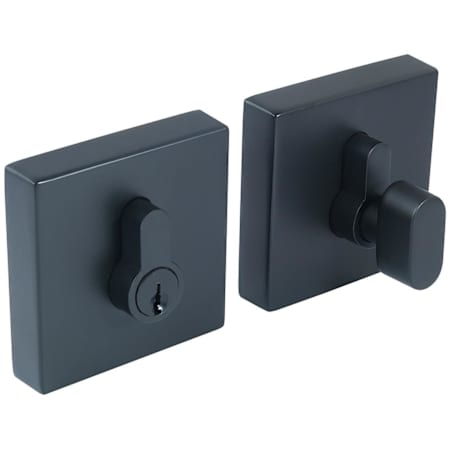 Design House Emblem Single Cylinder Keyed Entry Deadbolt with Square Rose Matte Black