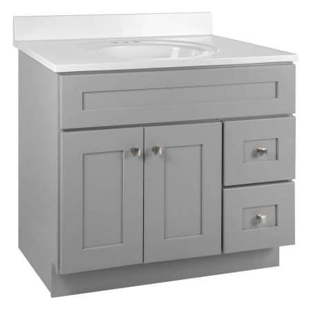 Design House Brookings 36" Free Standing Single Basin Vanity Set with Cabinet and Cultured Marble Vanity Top Gray