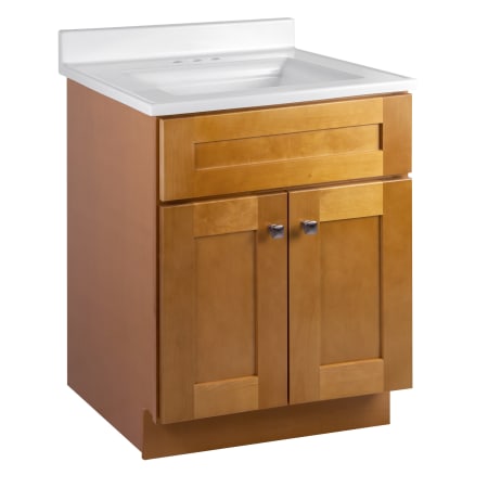 Design House Brookings 25" Free Standing Single Basin Vanity Set with Cabinet and Cultured Marble Vanity Top Modern Birch