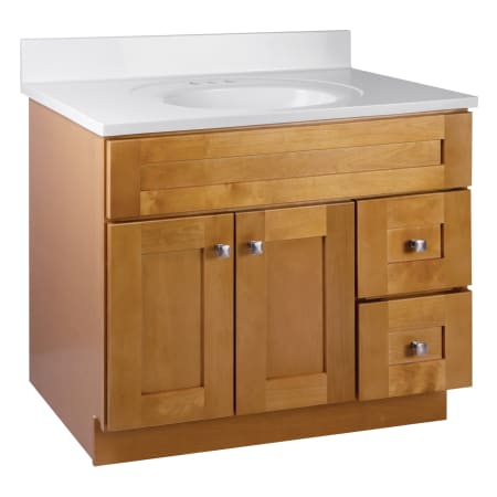 Design House Brookings 36" Free Standing Single Basin Vanity Set with Cabinet and Cultured Marble Vanity Top Modern Birch