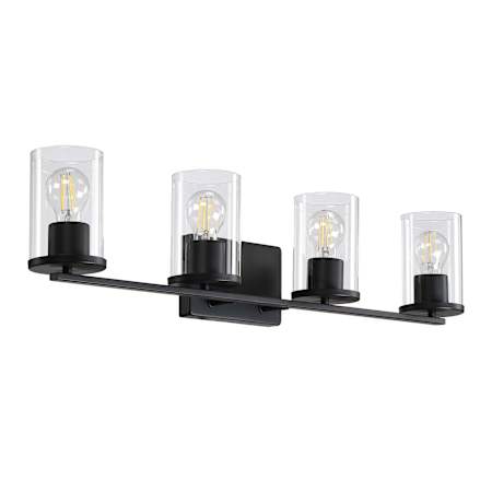 Design House Romi 4 Light 32" Wide Vanity Light with Clear Glass Shades Matte Black