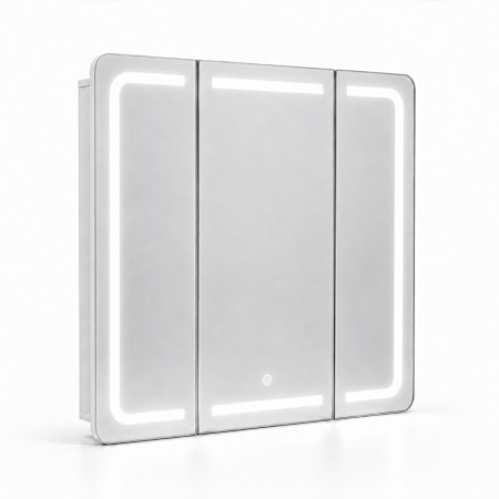 Design House Lindale 25" x 24-1/2" Lighted Frameless Triple Door Medicine Cabinet with Soft Close Hinges White