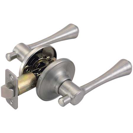 Design House Ironwood Passage Door Lever Set with Round Rose Satin Nickel
