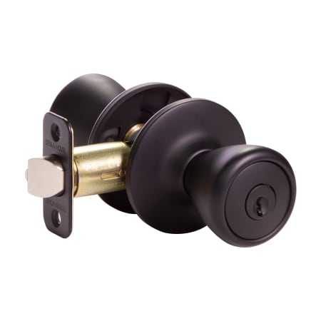 Design House Tulip Series Single Cylinder Keyed Entry Door Knob Set with Round Rose Matte Black