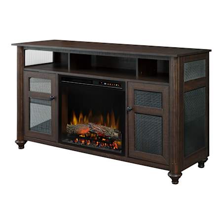 Dimplex Xavier 57 Inch Wide Media Console with 5118 BTU Electric Fireplace Warm Grainery Brown