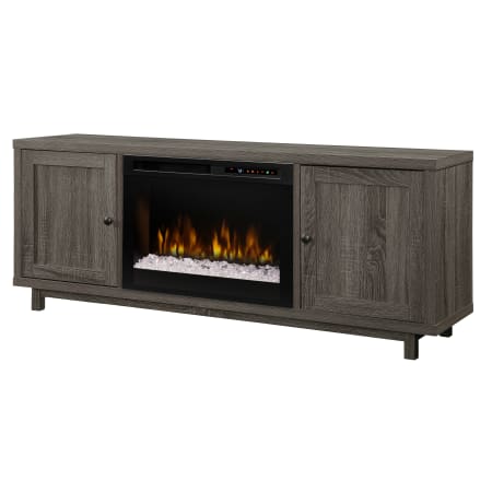 Dimplex Jesse 65 Inch Wide Media Console with 5118 BTU Electric Fireplace and Reversible Chalk board Cabinet Doors Iron Mountain Grey