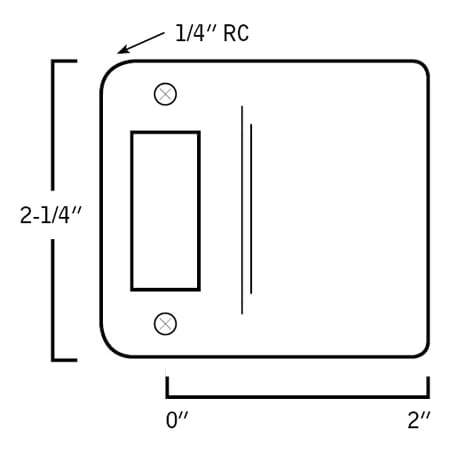 DON-JO 2-1/4 by 2-1/2 Inch Extended Lip Strike Plate with Round Corners Satin Stainless Steel