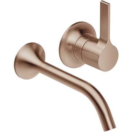 Dornbracht VAIA 1.2 GPM Wall Mounted Vessel Stationary Widespread Bathroom Faucet- Less Drain Brushed Bronze