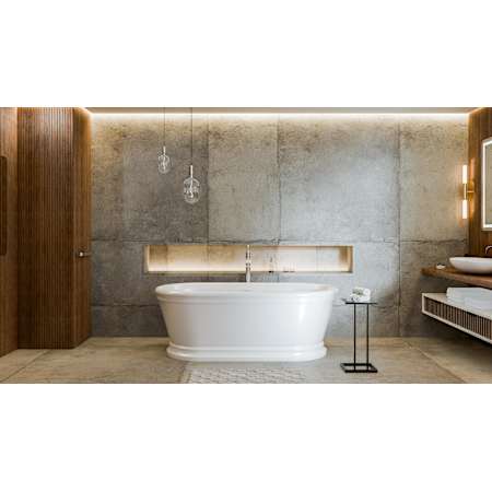 DreamLine Abbey 67" Free Standing Acrylic Soaking Tub with Center Drain and Overflow White