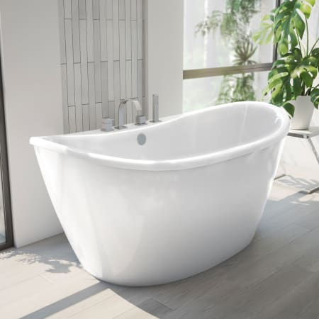 DreamLine Caspian 60" Free Standing Acrylic Soaking Tub with Center Drain White