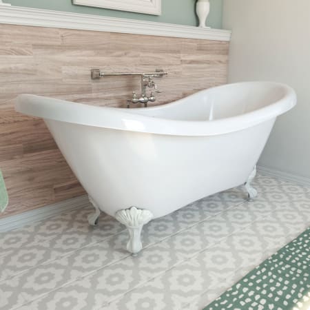DreamLine Chesapeake 69" Free Standing Acrylic Soaking Tub with Center Drain and Overflow White