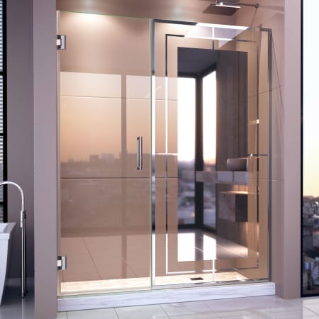 DreamLine Unidoor Mira 72" High x 58-1/4" Wide Hinged Frameless Shower Door with Tempered Glass Chrome