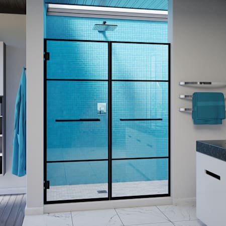 DreamLine Unidoor Madrid 72" High x 58-1/2" Wide Hinged Frameless Shower Door with Clear Glass Matte Black