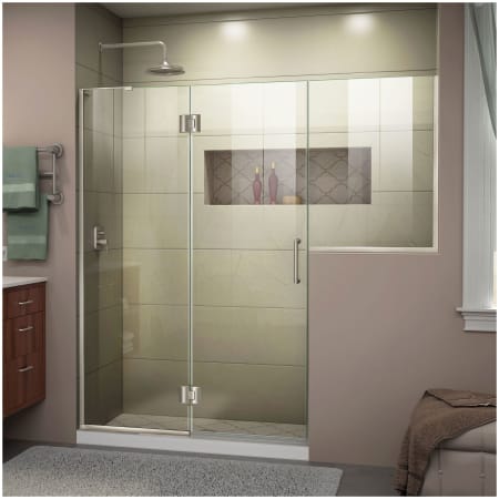 DreamLine Unidoor-X 72" High x 72-1/2" Wide Hinged Frameless Shower Door with Clear Glass Brushed Nickel