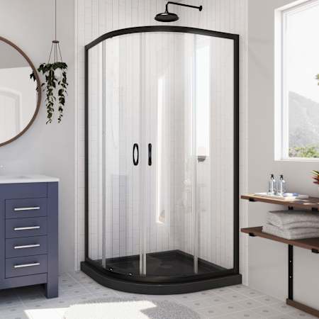 DreamLine Prime 74-3/4" High x 36" Wide x 36" Deep Sliding Framed Shower Enclosure with Clear Glass Matte Black
