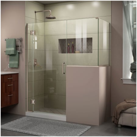 DreamLine Unidoor-X 72" High x 59" Wide x 36-3/8" Deep Hinged Frameless Shower Enclosure with Clear Glass and 36" x 36" Buttress Panel Brushed Nickel