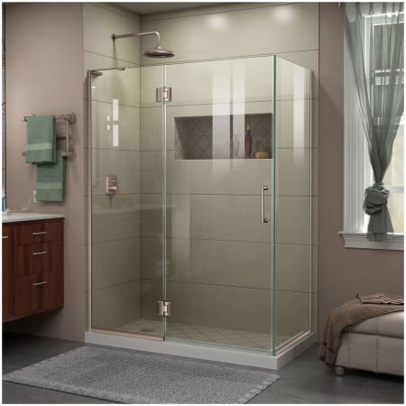 DreamLine Unidoor-X 72" High x 48-3/8" Wide x 30" Deep Left Hinged Frameless Shower Enclosure with Clear Glass Brushed Nickel