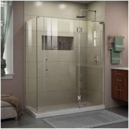 DreamLine Unidoor-X 72" High x 58-1/2" Wide x 30-3/8" Deep Right Hinged Frameless Shower Enclosure with Clear Glass Brushed Nickel