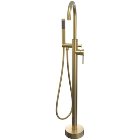 DreamLine Havana Floor Mounted Tub Filler with Built-In Diverter - Includes Hand Shower Brushed Brass