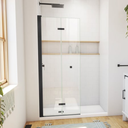 DreamLine Aqua-Q Fold 29-1/2" W x 72" H Frameless Bi-Fold Shower Door Matte Black