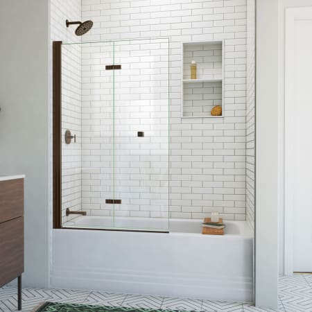 DreamLine Aqua-Q Fold 36" W x 58" H Frameless Bi-Fold Tub Door Oil Rubbed Bronze