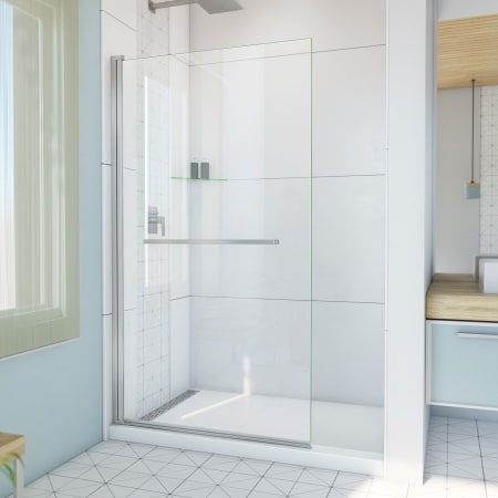 DreamLine Aqua-Q Swing 72" High x 40" Wide Pivot Frameless Shower Door with Clear Glass Brushed Nickel