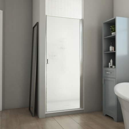 DreamLine Alliance Swing BG 69-5/8" High x 31" Wide Hinged Semi Frameless Shower Door with Frosted Glass Brushed Nickel