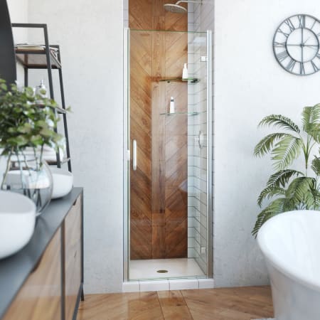 DreamLine Alliance Swing 72-5/8" High x 24" Wide Hinged Semi Frameless Shower Door with Clear Glass Brushed Nickel