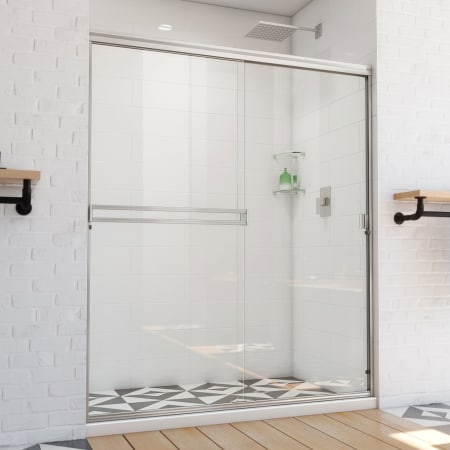 DreamLine Alliance Pro BG 70-3/8" High x 60" Wide Bypass Semi Frameless Shower Door with Clear Glass Brushed Nickel