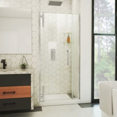 DreamLine Ascend 32-1/2" - 33-1/2" W x 72" H Frameless Pivot Shower Door Brushed Nickel