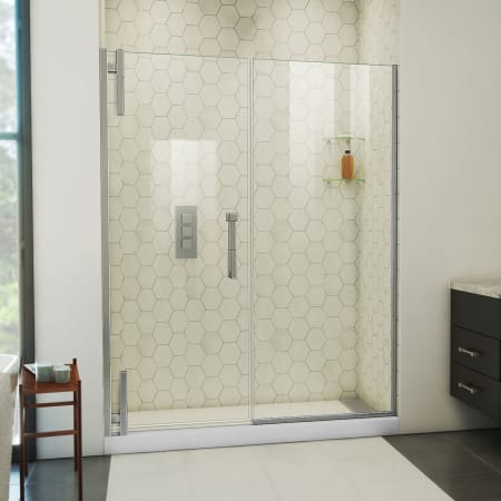 DreamLine Ascend 56" - 57" W x 72" H Frameless Pivot Shower Door Brushed Nickel