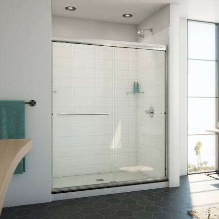 DreamLine Alliance Pro ML 70-1/2" High x 60" Wide Sliding Semi Frameless Shower Door with Clear Glass Brushed Nickel