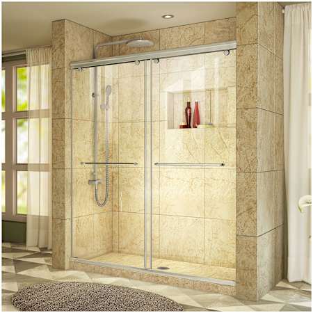 DreamLine Charisma 76" High x 60" Wide Sliding Frameless Shower Door with Clear Glass Brushed Nickel / Clear Glass