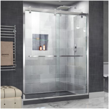 DreamLine Cavalier 77 3/8" High x 60" Wide Bypass Frameless Shower Door with Clear Glass Polished Stainless Steel