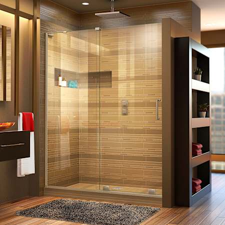 DreamLine Mirage-X 72" High x 44" to 48" Width Sliding Frameless Shower Door with Clear Glass, Left-Wall Bracket Brushed Nickel