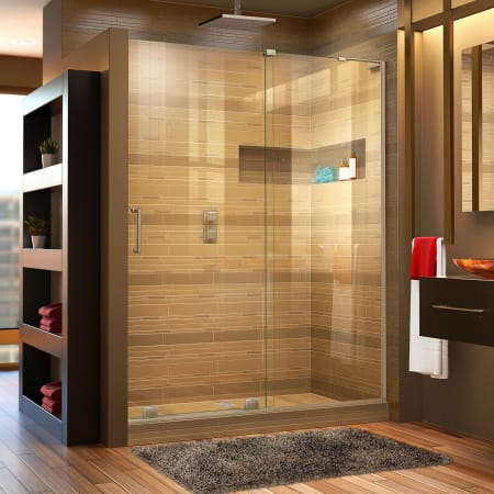 DreamLine Mirage-X 72" High x 56" to 60" Width Sliding Frameless Shower Door with Clear Glass, Right-Wall Bracket Brushed Nickel