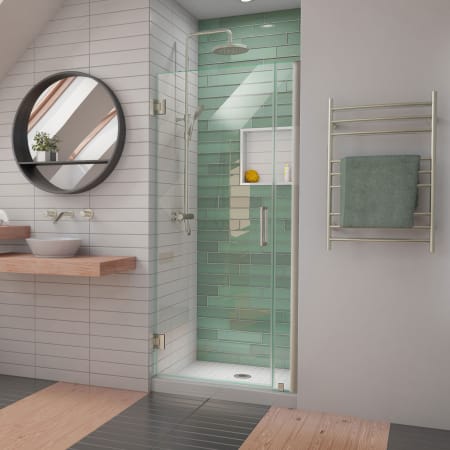 DreamLine Unidoor-LS 72" High x 37" Wide Hinged Frameless Shower Door with Clear Glass Brushed Nickel