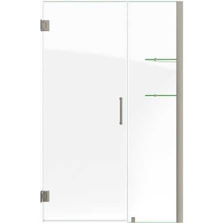 DreamLine Unidoor 72" High x 47" Wide Hinged Frameless Shower Door with Clear Glass Brushed Nickel