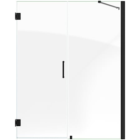 DreamLine Unidoor 72" High x 58" Wide Hinged Frameless Shower Door with Clear Glass - Includes Stabilizing Arm Matte Black