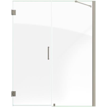 DreamLine Unidoor 72" High x 59" Wide Hinged Frameless Shower Door with Clear Glass - Includes 2 Shelves Brushed Nickel