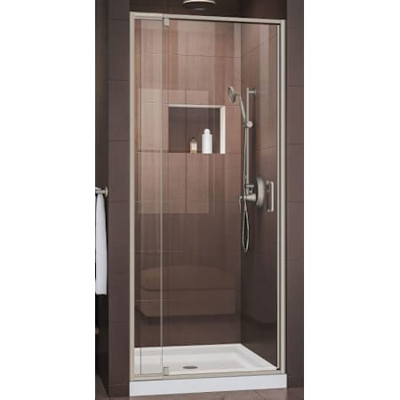 DreamLine Flex 72" High x 32" Wide Hinged Framed Shower Door with Clear Glass Brushed Nickel